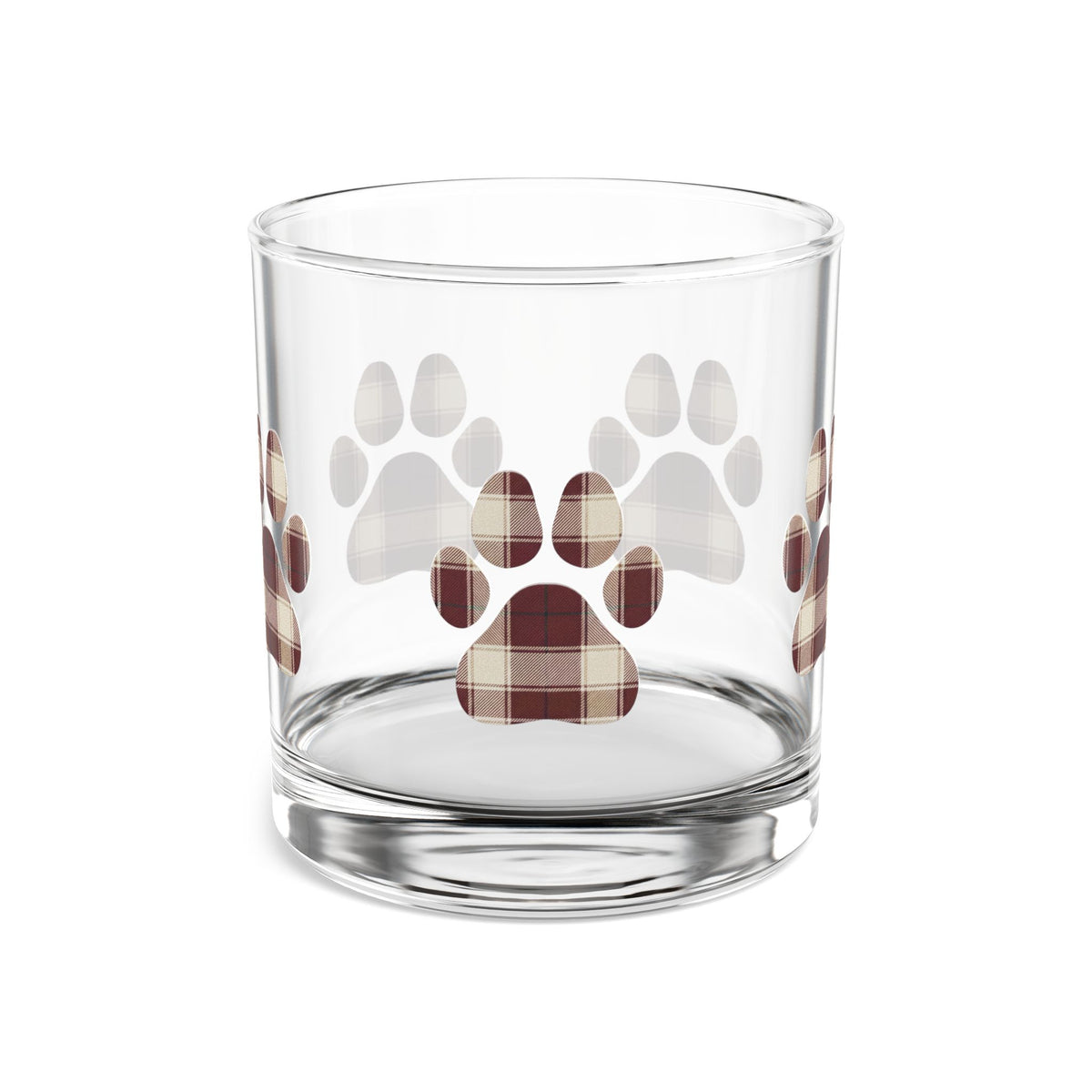Paw Print Rocks Glass | Maroon | Country Estate Collection
