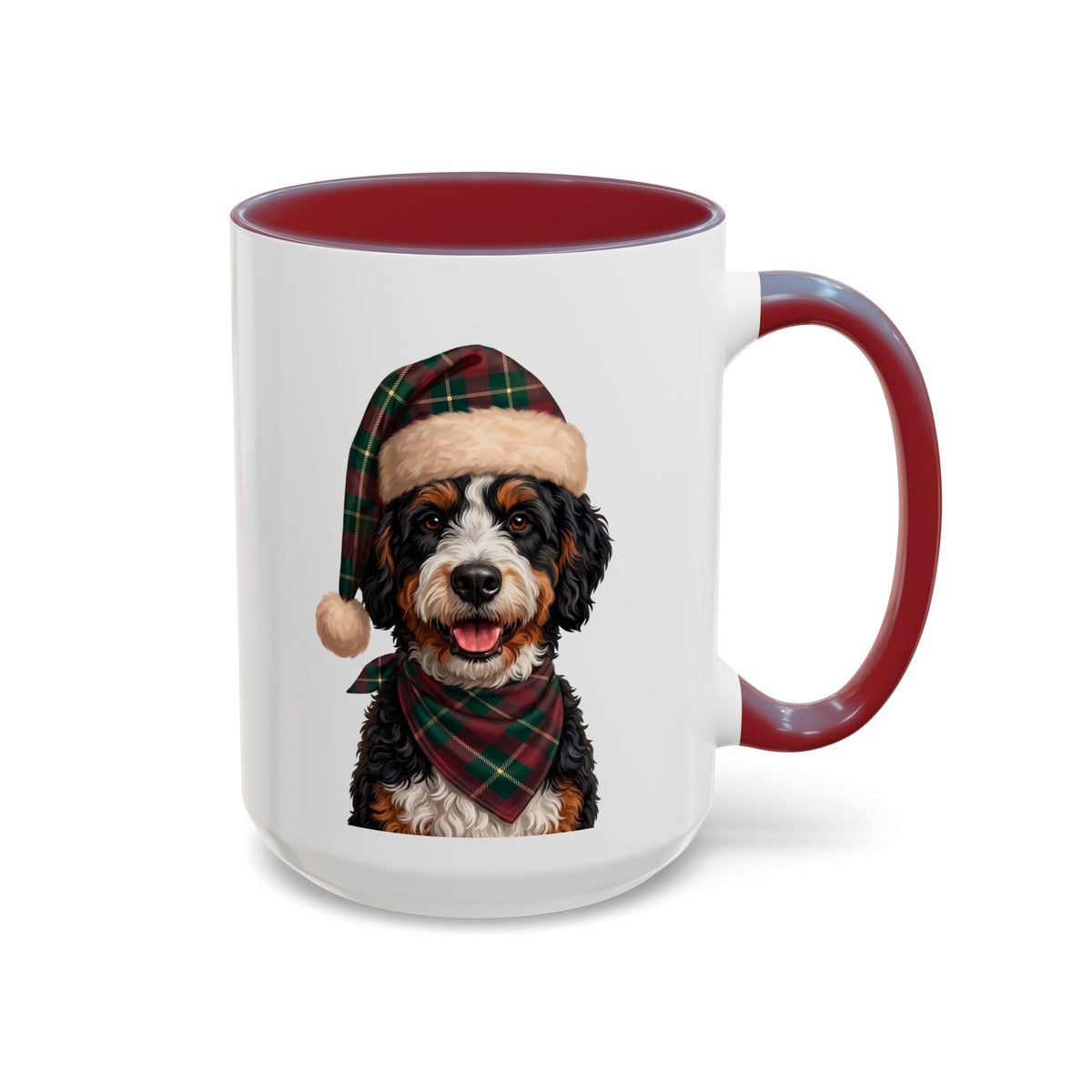 Bernedoodle Holiday Mug | Maroon | 15oz