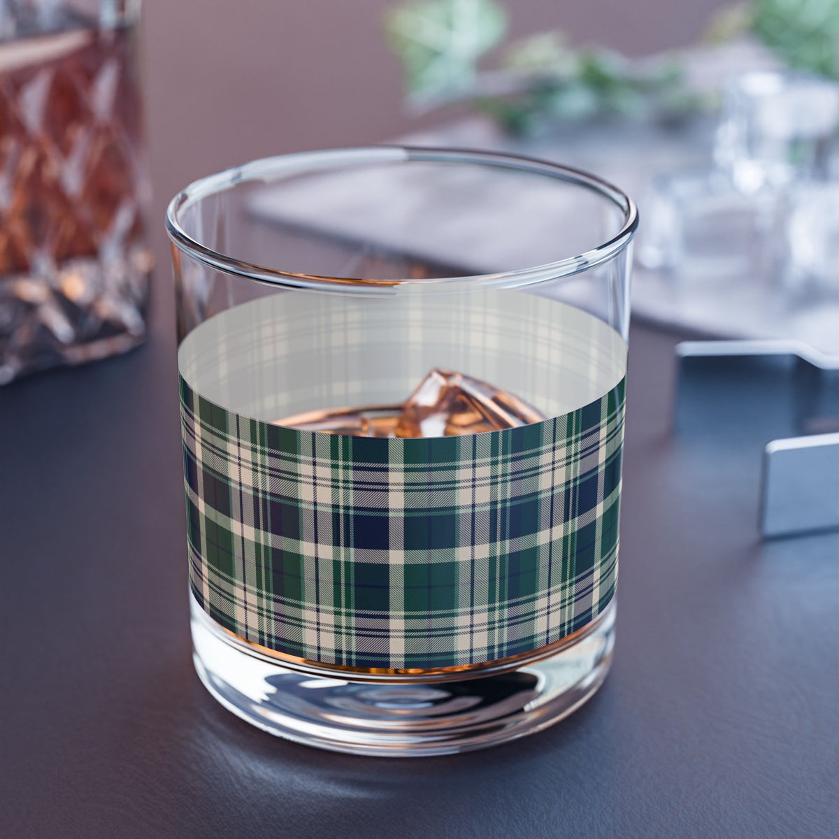 Plaid Rocks Glass | Navy | Country Estate Collection