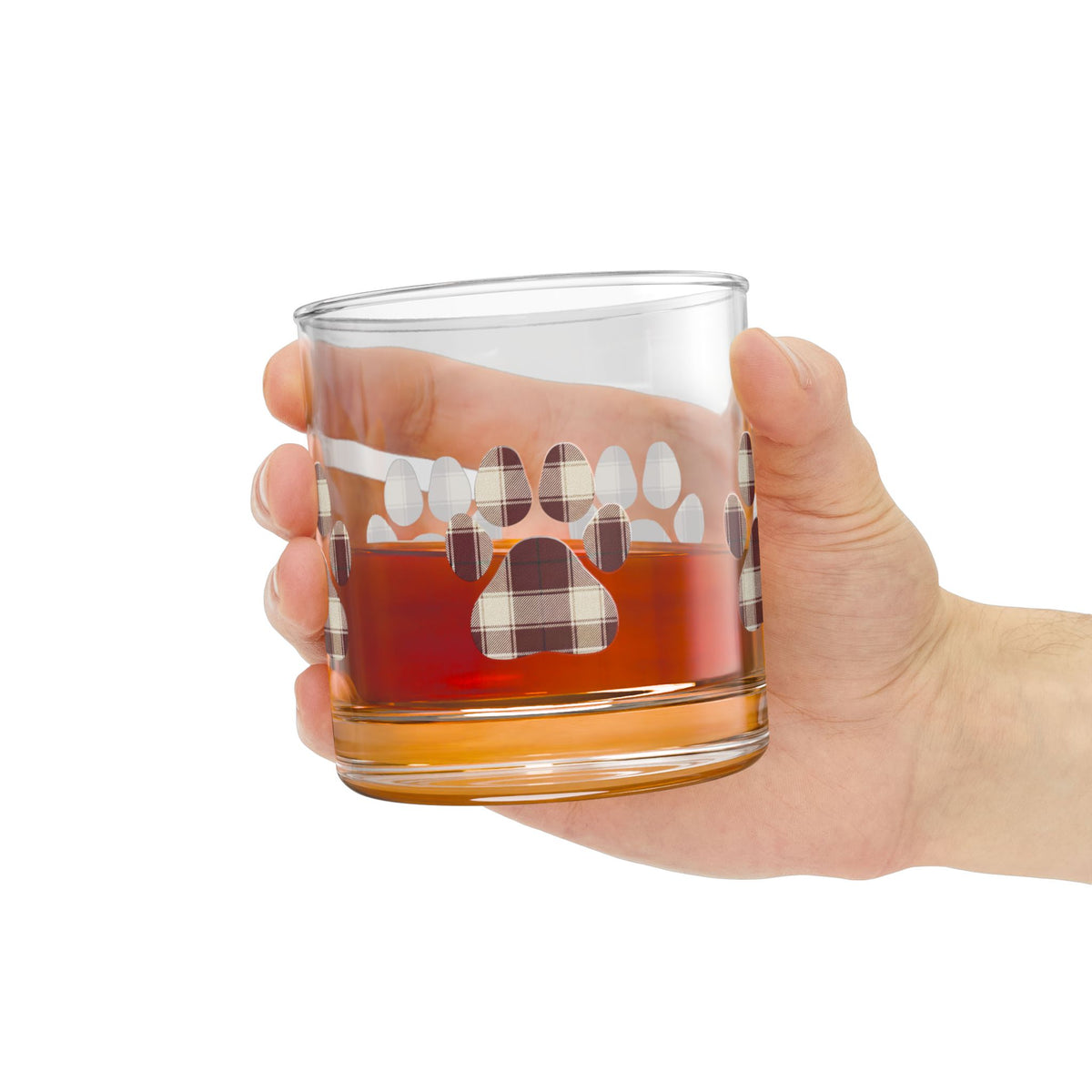 Paw Print Rocks Glass | Maroon | Country Estate Collection