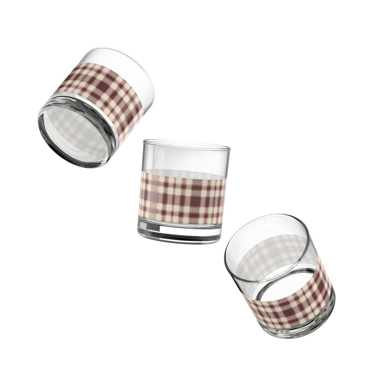 Plaid Rocks Glass | Maroon | Country Estate Collection