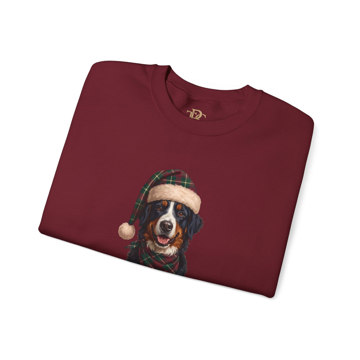 Bernese Mountain Dog Holiday Sweatshirt | Forest Green | Garnet