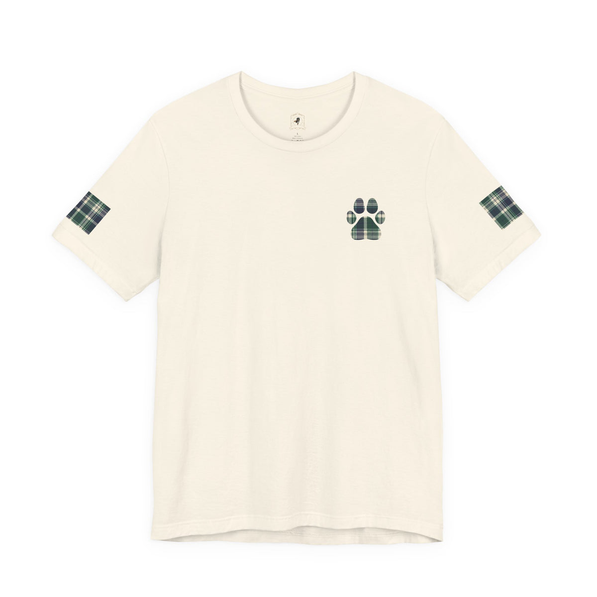Country Estate Plaid Paw Print Tee | Navy and Natural