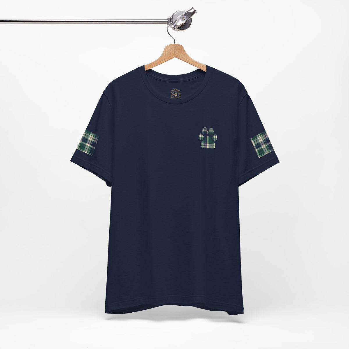 Country Estate Plaid Paw Print Tee | Navy and Natural