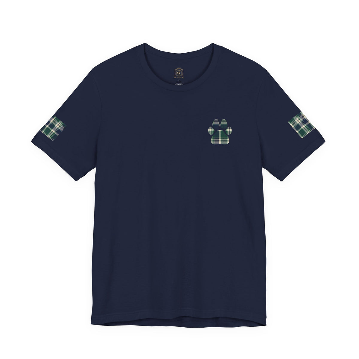 Country Estate Plaid Paw Print Tee | Navy and Natural