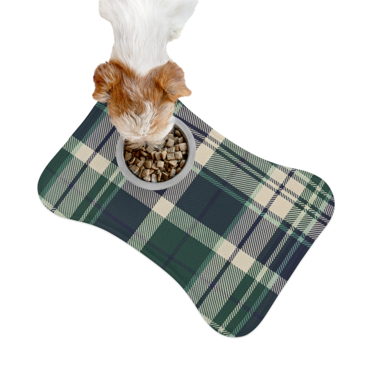 Country Estate Collection Plaid Feeding Mat | Forest & Navy