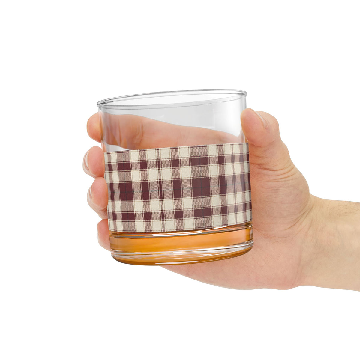 Plaid Rocks Glass | Maroon | Country Estate Collection