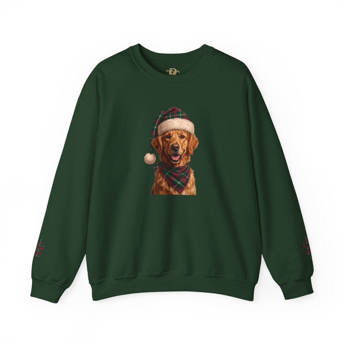 Golden Retriever Holiday Portrait Sweatshirt | Forest Green | Garnet