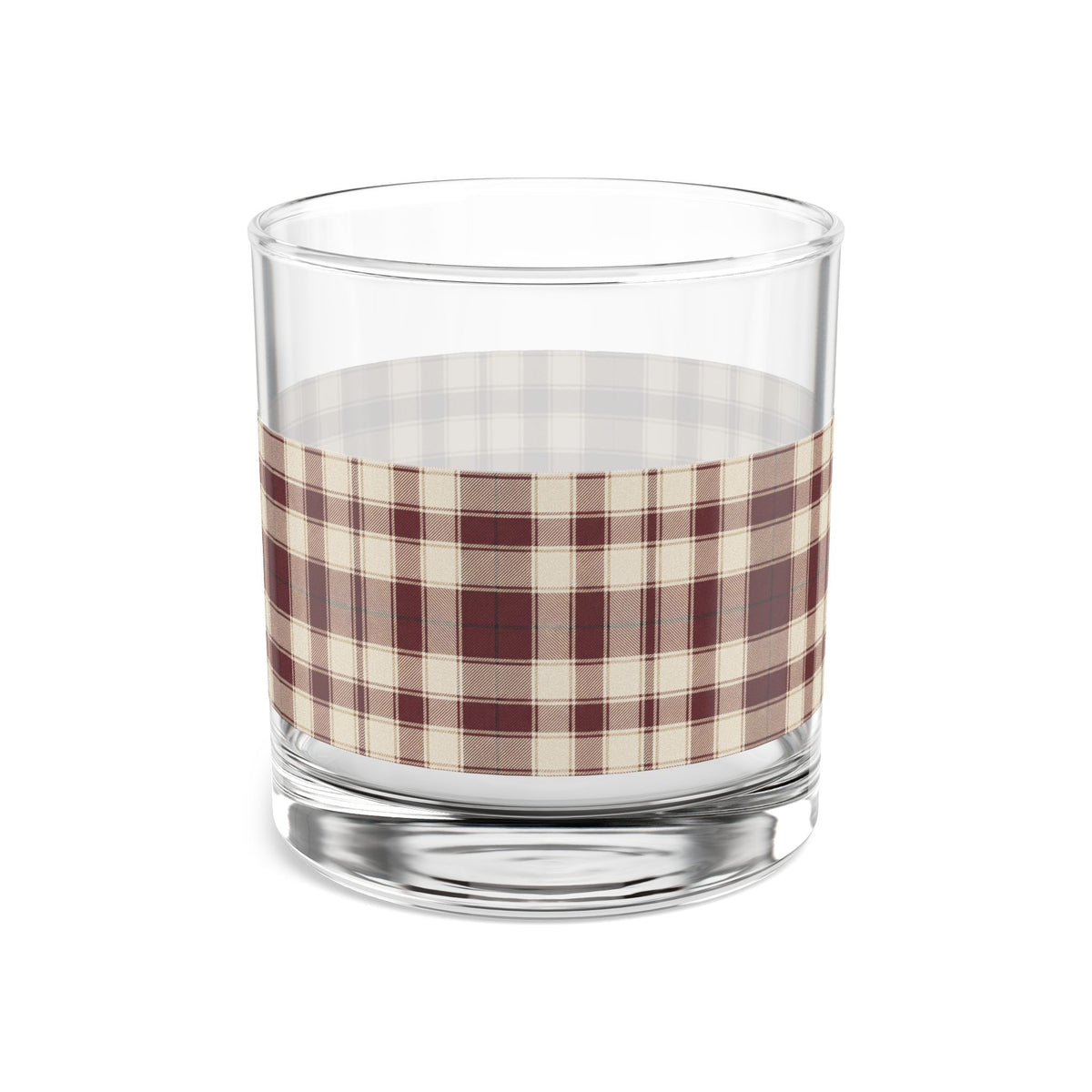 Plaid Rocks Glass | Maroon | Country Estate Collection