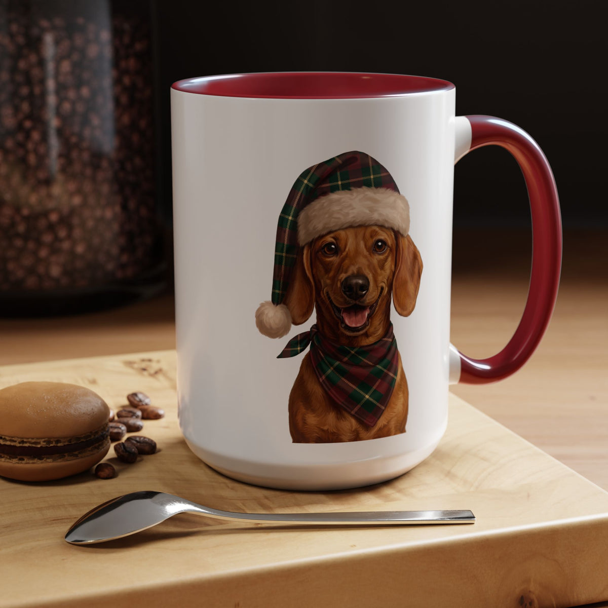 Dachshund Holiday Mug | Maroon | 15oz