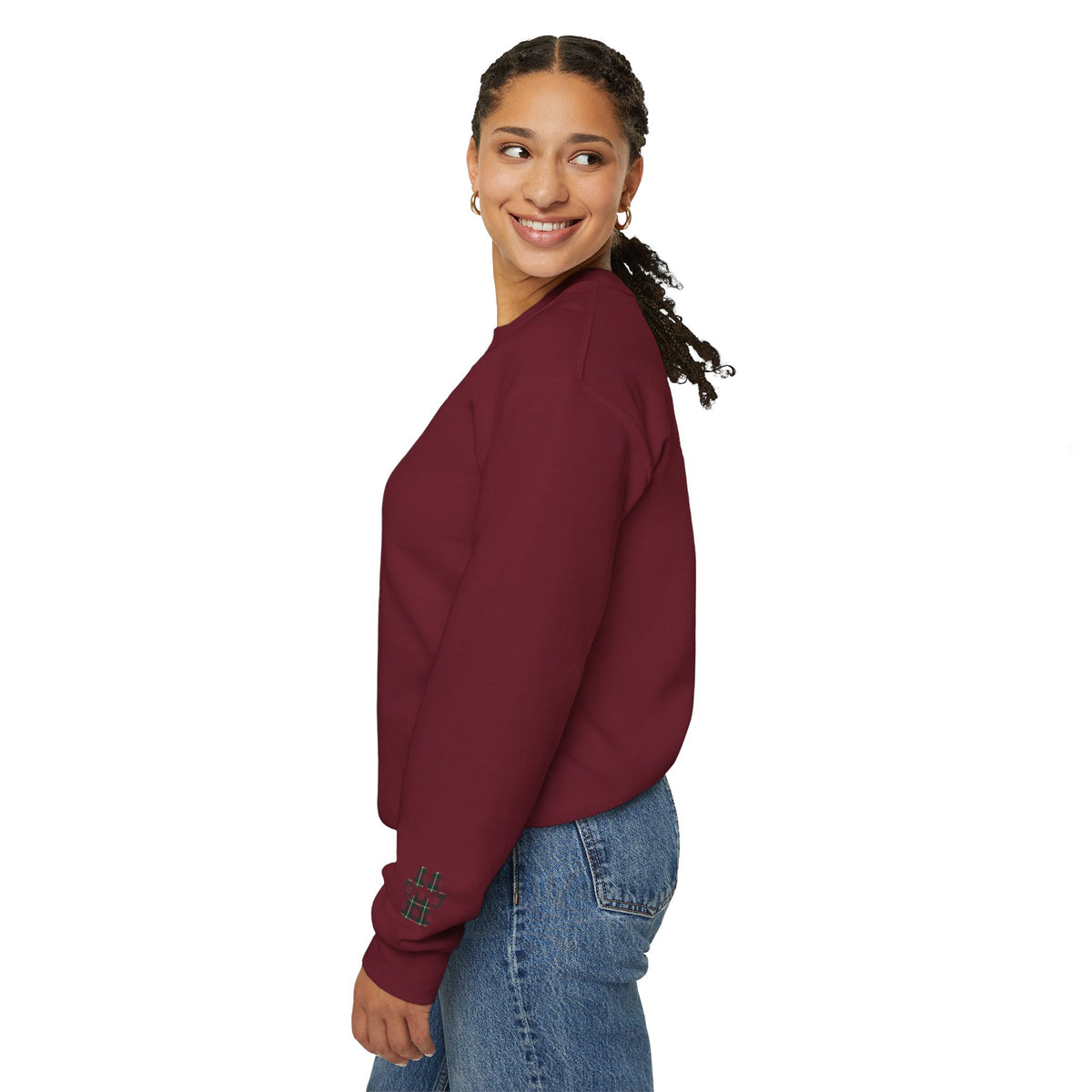 Bernedoodle Holiday Portrait Sweatshirt | Forest Green | Garnet